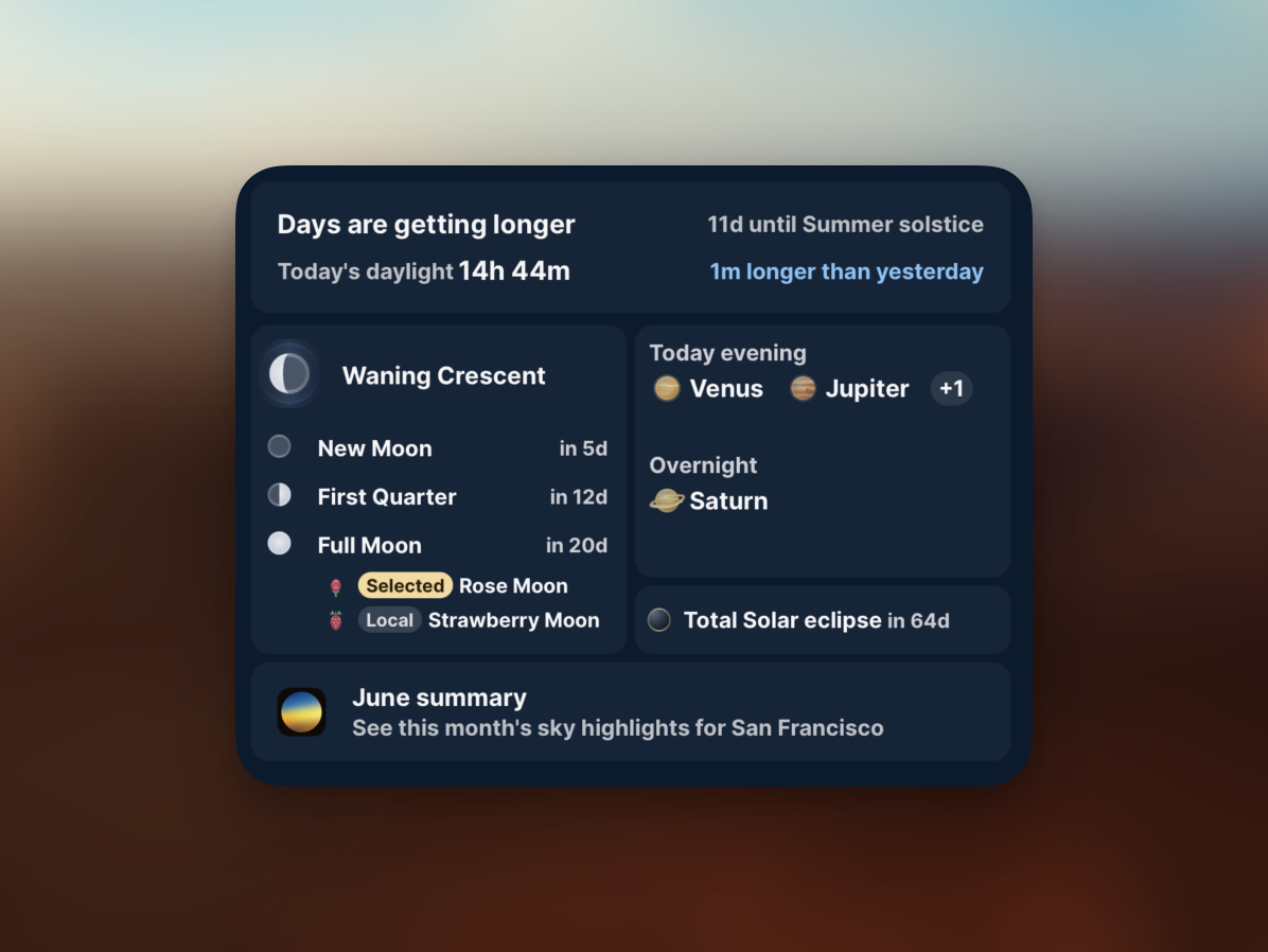 Monthly Highlights card at the bottom of the Golden Horizon home screen