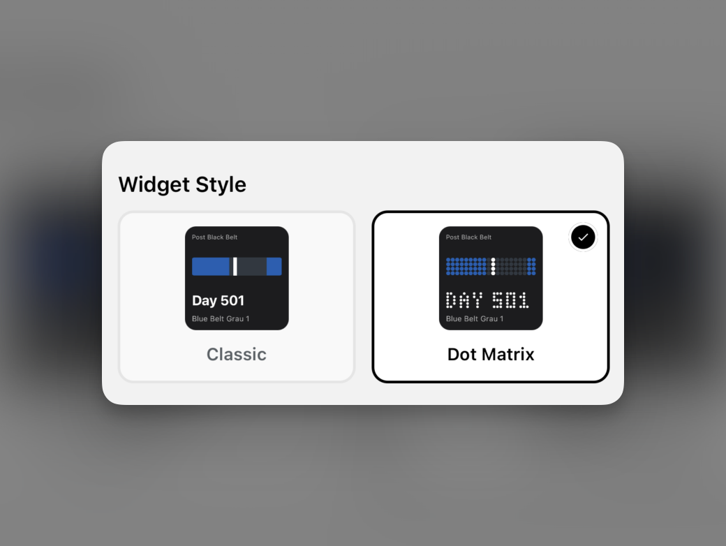 Post Black Belt widgets comparing the existing and dot matrix styles