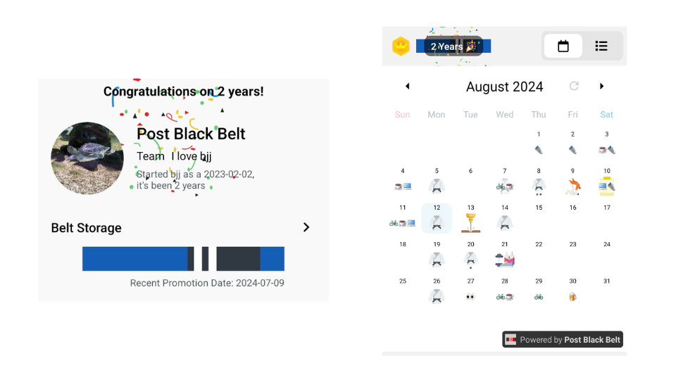 Jiu-jitsu start date celebration screen