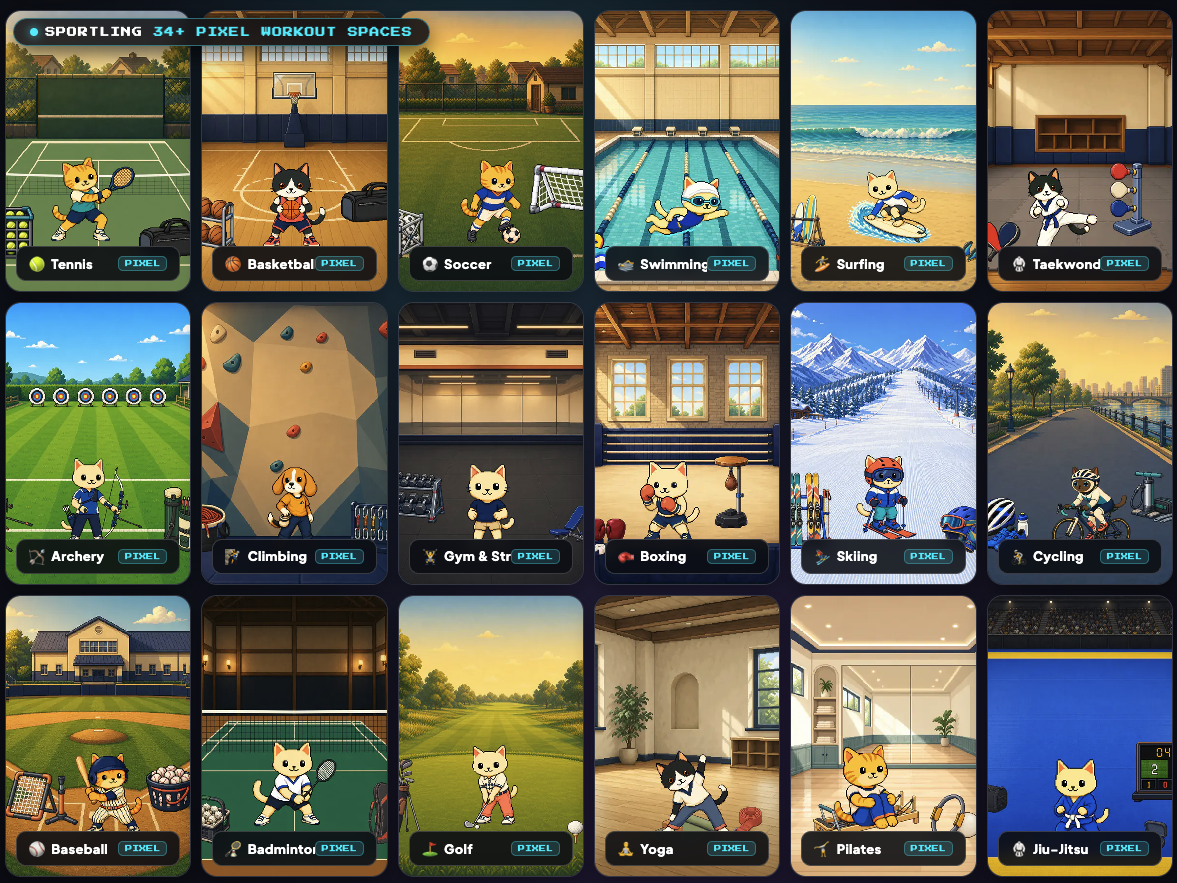 Sportling Pixel Art Workout Spaces
