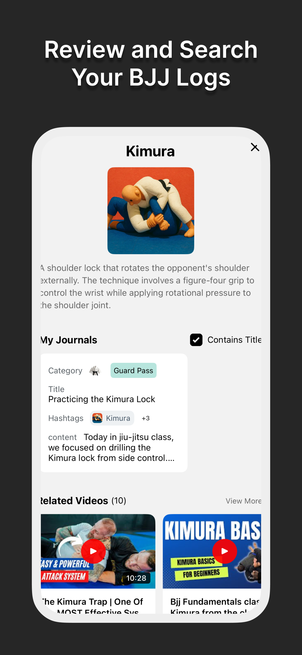 Post Black Belt: BJJ Journal main interface screenshot